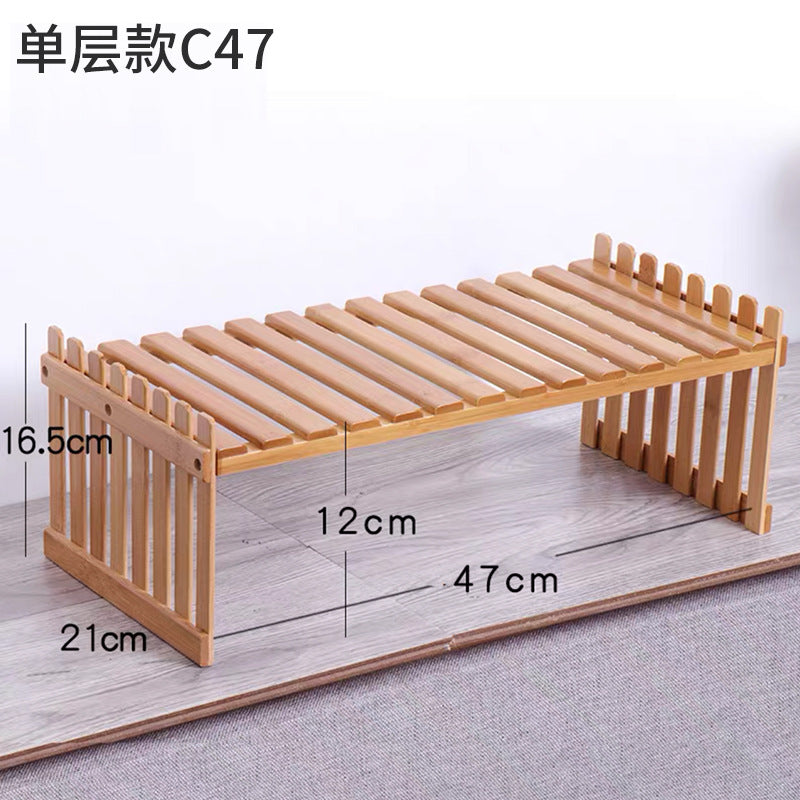 Desktop Flower Stand Mini Bamboo Flower Stand Office Storage Storage Rack Windowsill Potted Plant Rack Wooden Small Plant Rack