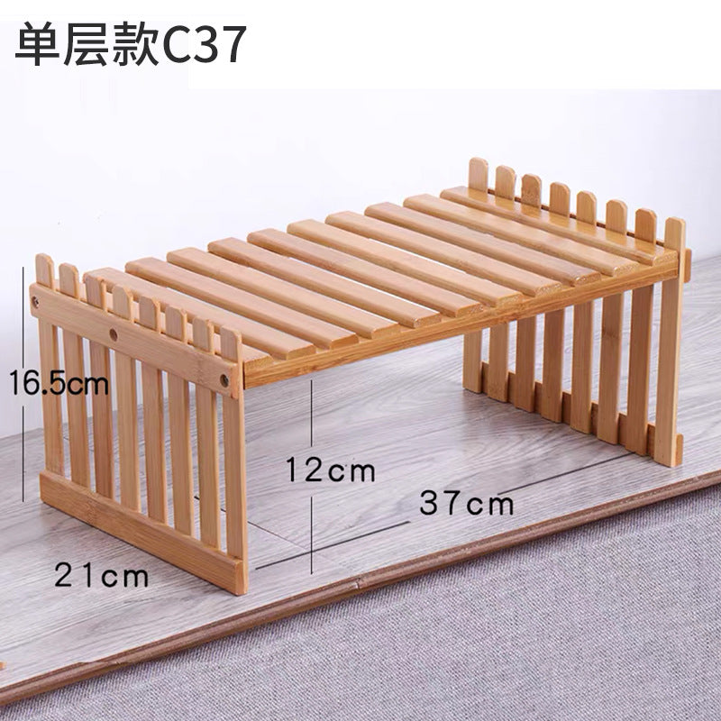 Desktop Flower Stand Mini Bamboo Flower Stand Office Storage Storage Rack Windowsill Potted Plant Rack Wooden Small Plant Rack