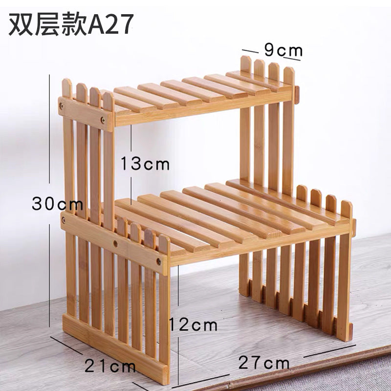 Desktop Flower Stand Mini Bamboo Flower Stand Office Storage Storage Rack Windowsill Potted Plant Rack Wooden Small Plant Rack