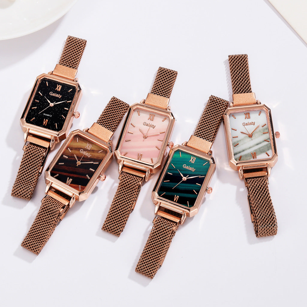 Ladies Alloy Mesh Bracelet Green Head Quartz Watch
