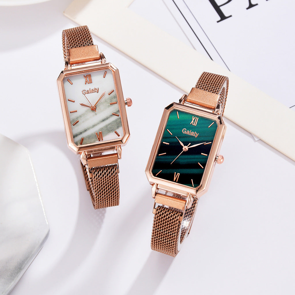 Ladies Alloy Mesh Bracelet Green Head Quartz Watch
