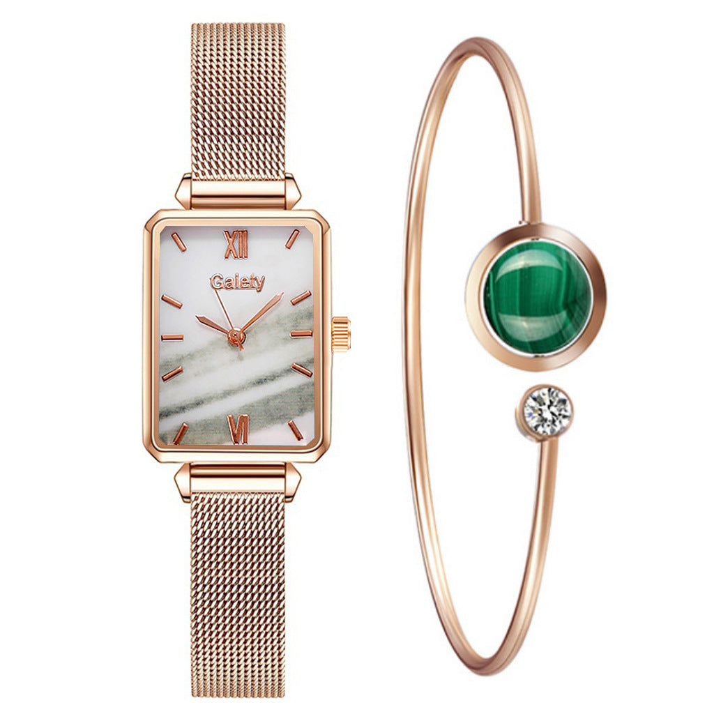 Ladies Alloy Mesh Bracelet Green Head Quartz Watch