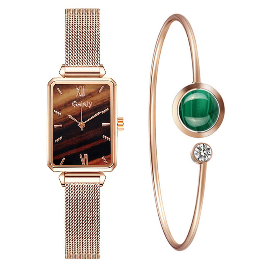 Ladies Alloy Mesh Bracelet Green Head Quartz Watch