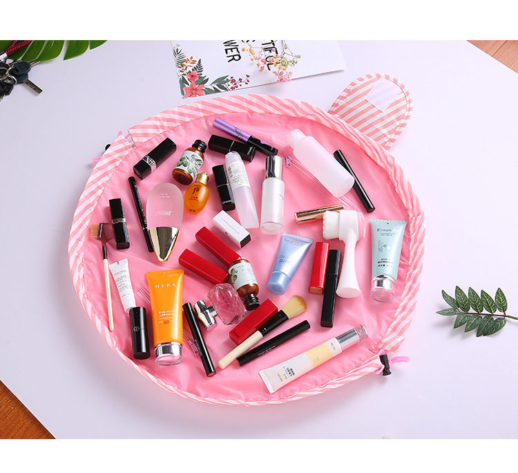 Portable waterproof drawstring cosmetic bag