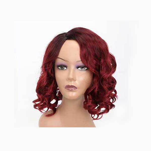 Wine Red Ladies Short Curly Hair Chemical Fiber High Temperature Silk Headgear