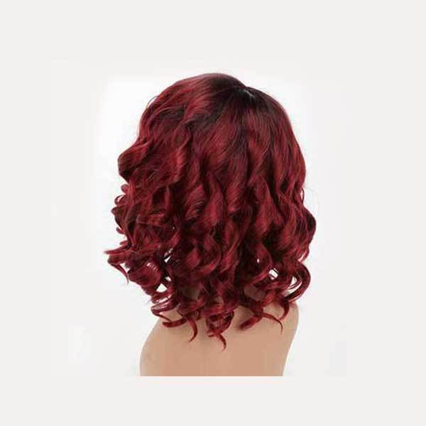 Wine Red Ladies Short Curly Hair Chemical Fiber High Temperature Silk Headgear