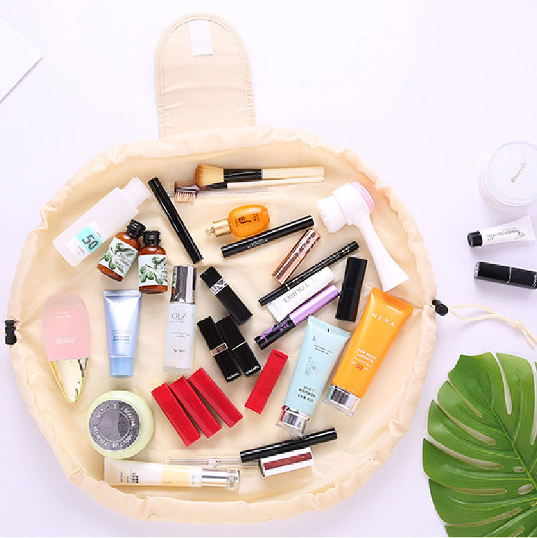 Portable waterproof drawstring cosmetic bag