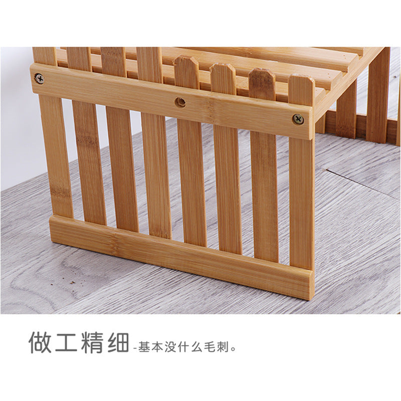 Desktop Flower Stand Mini Bamboo Flower Stand Office Storage Storage Rack Windowsill Potted Plant Rack Wooden Small Plant Rack