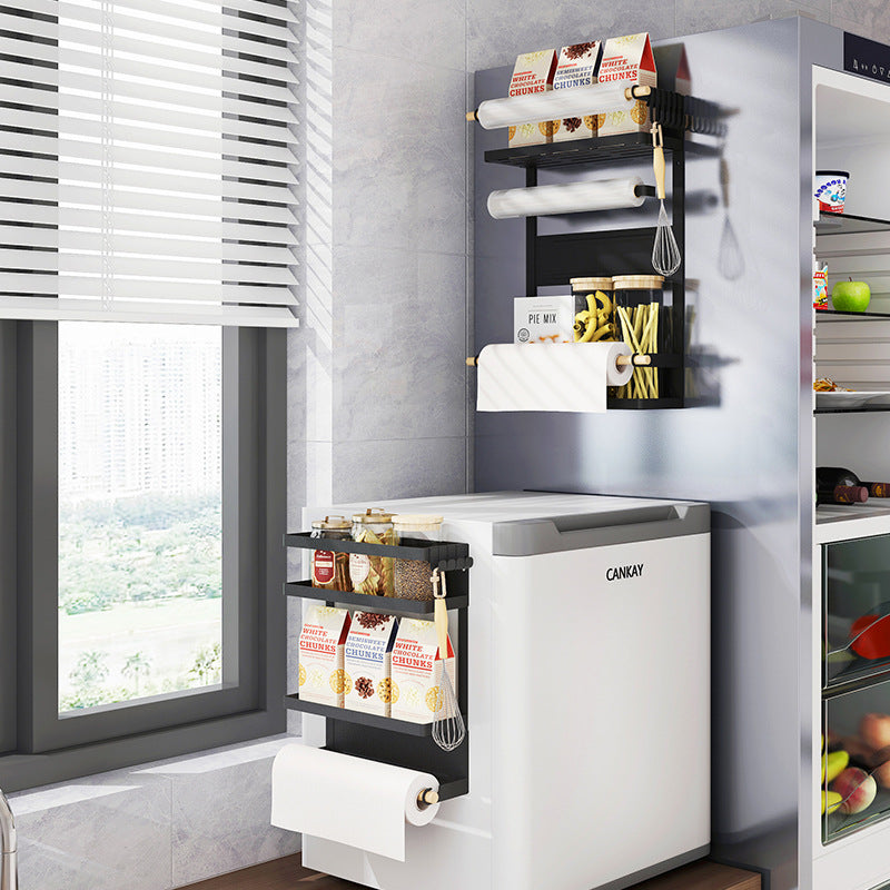 Refrigerator Side Shelf Multi-functional Plastic Wrap Oil-absorbing Paper Rack Refrigerator Side Storage
