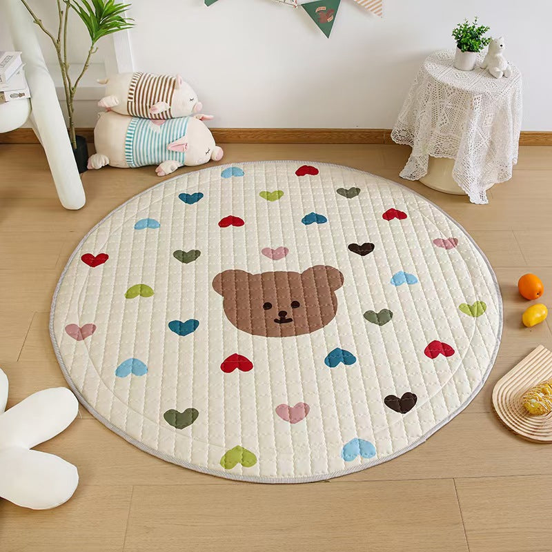 Cotton Children's Storage Crawling Mat Cartoon Round Infant Drawstring Climbing Mat Tent Mat