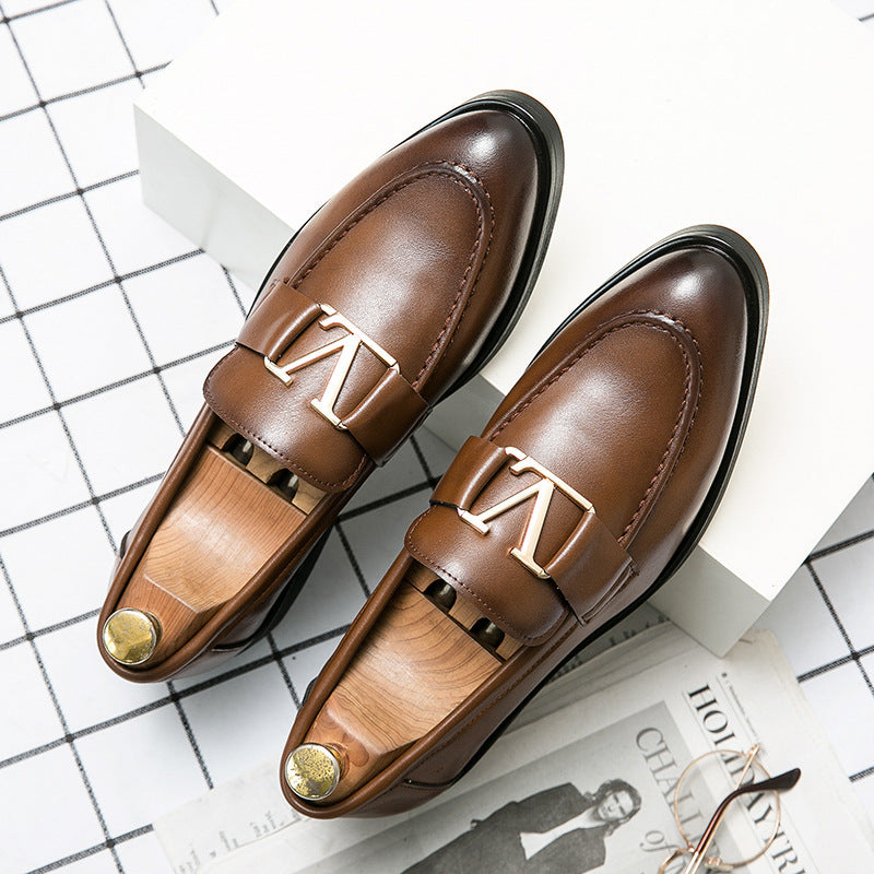 Plus Size Men's Business Casual Leather Shoes British Red Formal Wear Slip-on Loafers Korean Style Hair Stylist Men's Shoes