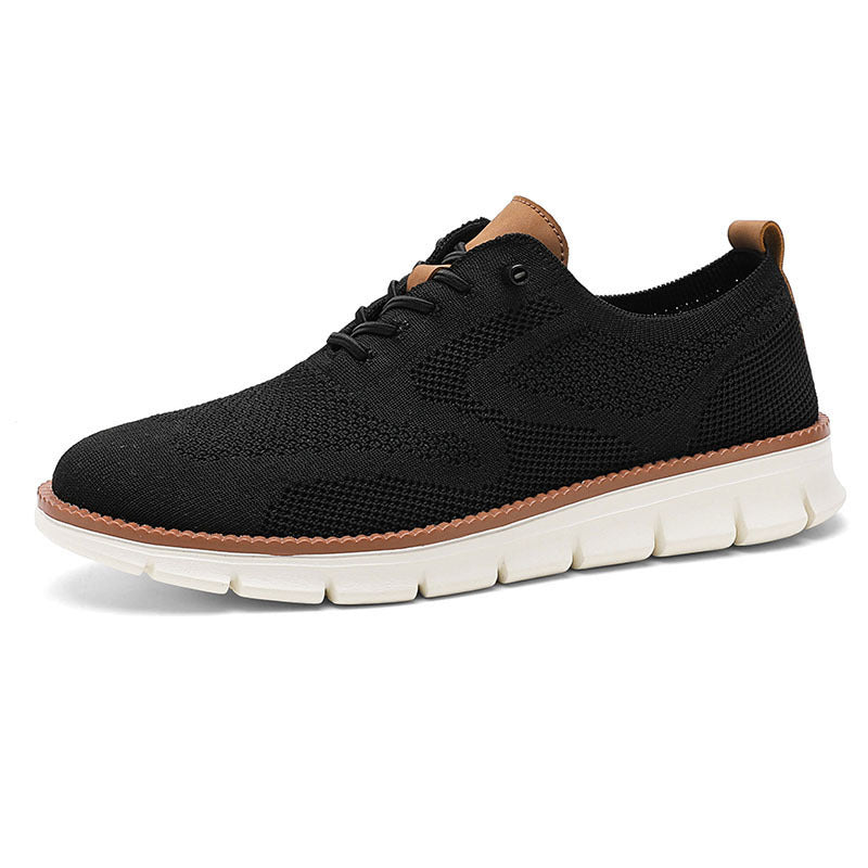 Cross-border Amazon Lightweight Lace-up Sports Casual Shoes Flying Knit Breathable Single Shoes Fashionable Versatile Trendy Shoes Large Size Men's Shoes