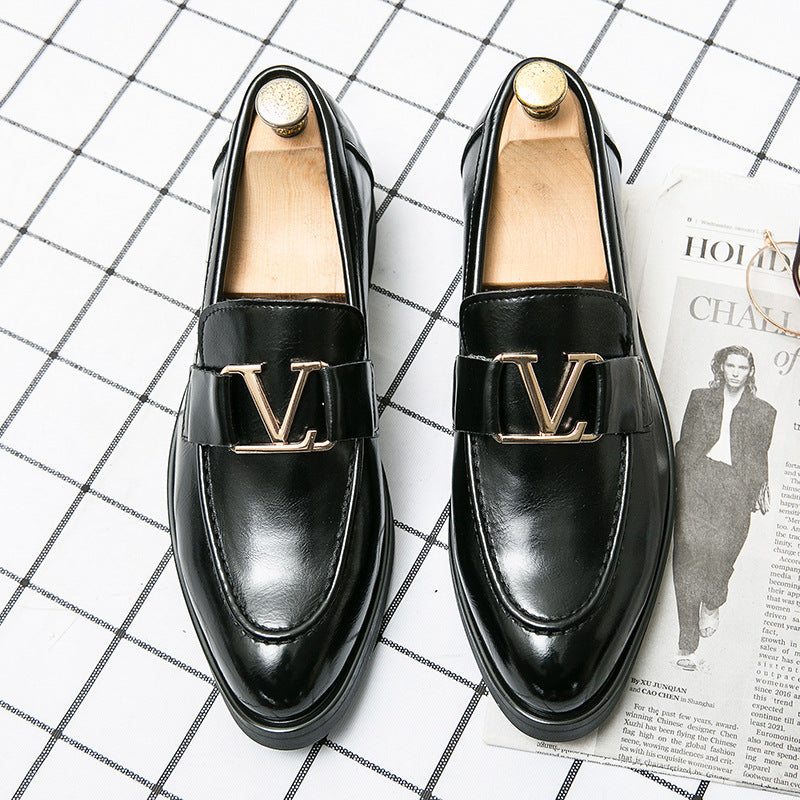 Plus Size Men's Business Casual Leather Shoes British Red Formal Wear Slip-on Loafers Korean Style Hair Stylist Men's Shoes