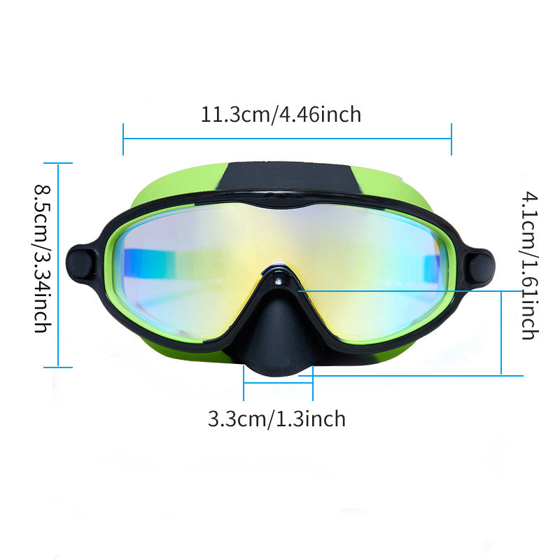 Children's Swimming Goggles With Nose Mask To Prevent Choking, Large Frame, Wide Field Of View, Diving Mask, Anti-Fog Swimming Goggles