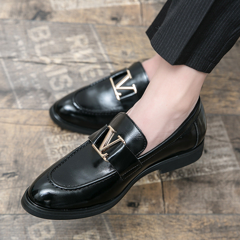 Plus Size Men's Business Casual Leather Shoes British Red Formal Wear Slip-on Loafers Korean Style Hair Stylist Men's Shoes