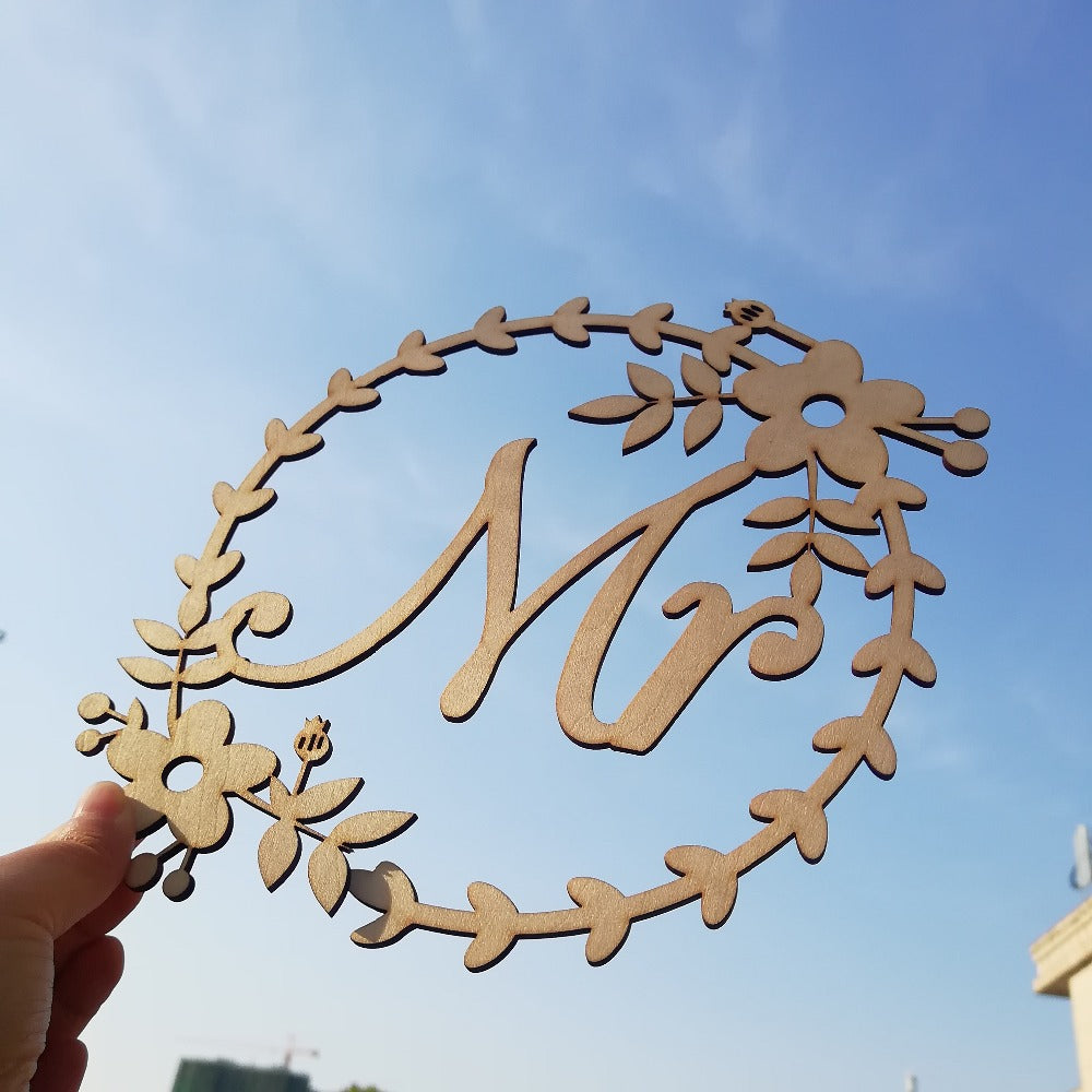 Ins Wedding Pendant Two-piece Wooden Pendant Wedding Decoration Wood Pendant Laser Listing Manufacturers Wholesale