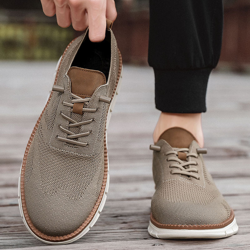 Cross-border Amazon Lightweight Lace-up Sports Casual Shoes Flying Knit Breathable Single Shoes Fashionable Versatile Trendy Shoes Large Size Men's Shoes