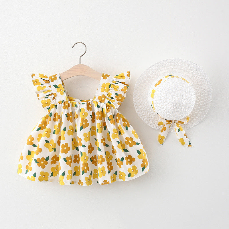 Printed cotton skirt girl Baby Flower lovely princess skirt