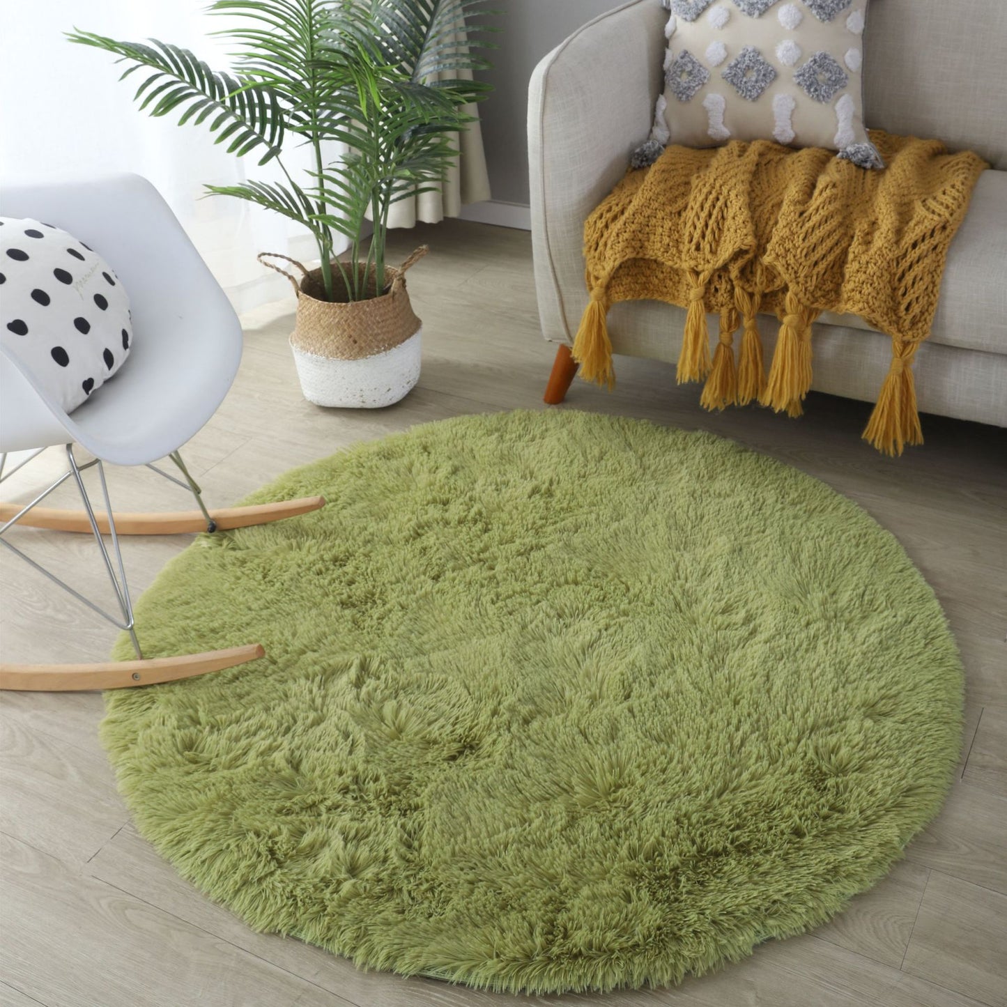 Modern Minimalist Ins Net Red Long-haired Carpet Computer Chair Mat Yoga Mat Washable Round Living Room Bedroom Bed Blanket