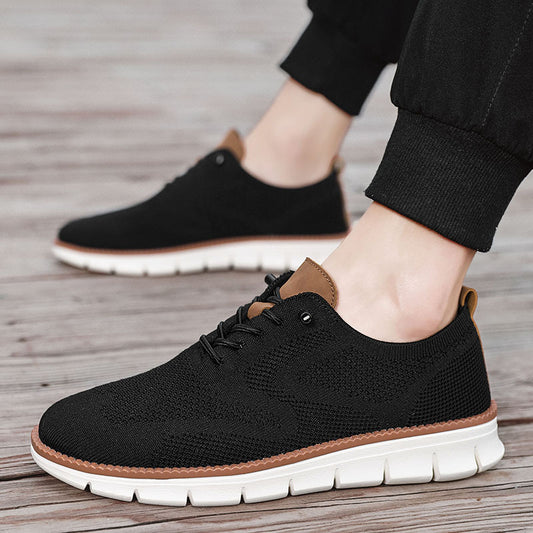 Cross-border Amazon Lightweight Lace-up Sports Casual Shoes Flying Knit Breathable Single Shoes Fashionable Versatile Trendy Shoes Large Size Men's Shoes