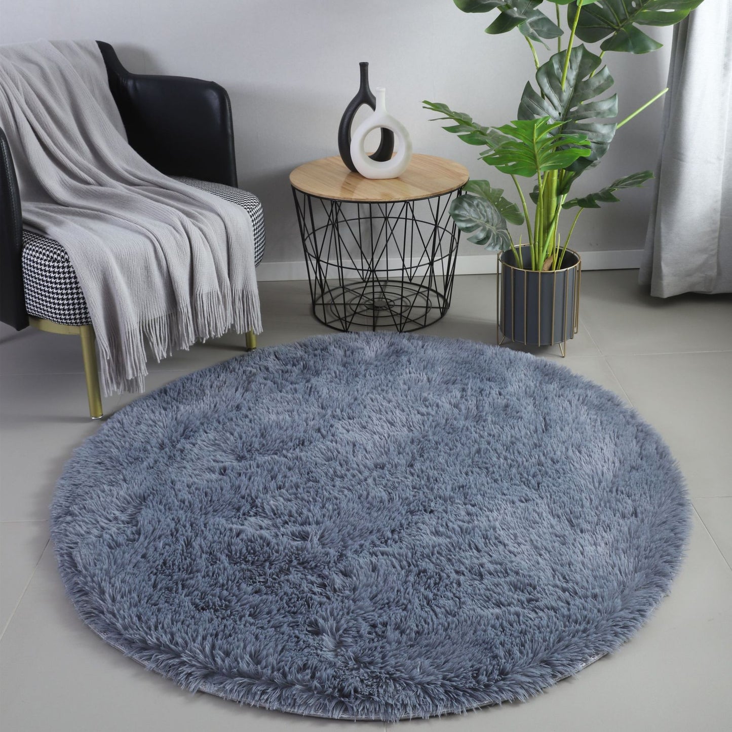 Modern Minimalist Ins Net Red Long-haired Carpet Computer Chair Mat Yoga Mat Washable Round Living Room Bedroom Bed Blanket