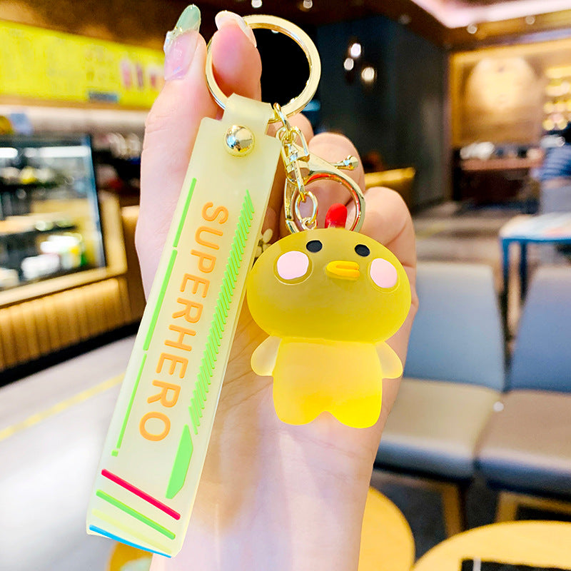 Crystal Series Blush Animal Keychain Trendy Resin Rabbit Couple Cartoon Keychain Gift Pendant
