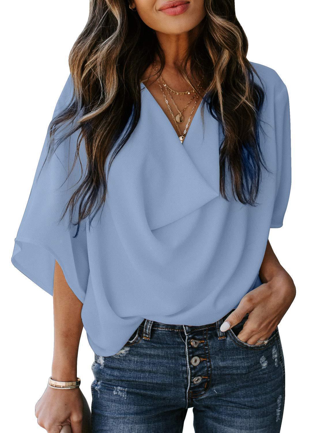 New Chiffon Shirt Loose V-neck Casual Top