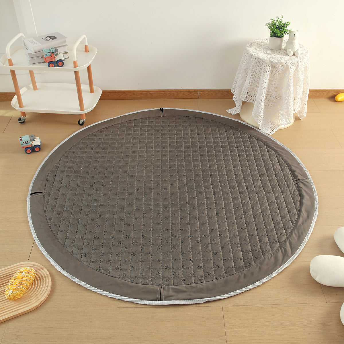 Cotton Children's Storage Crawling Mat Cartoon Round Infant Drawstring Climbing Mat Tent Mat