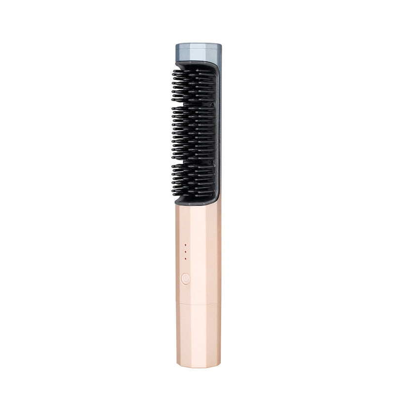 New USB Rechargeable Hair Straightening Comb Wireless Curling Iron Curling Straight Dual-purpose Electric Comb Lazy Ladies Hair Comb Cross-border