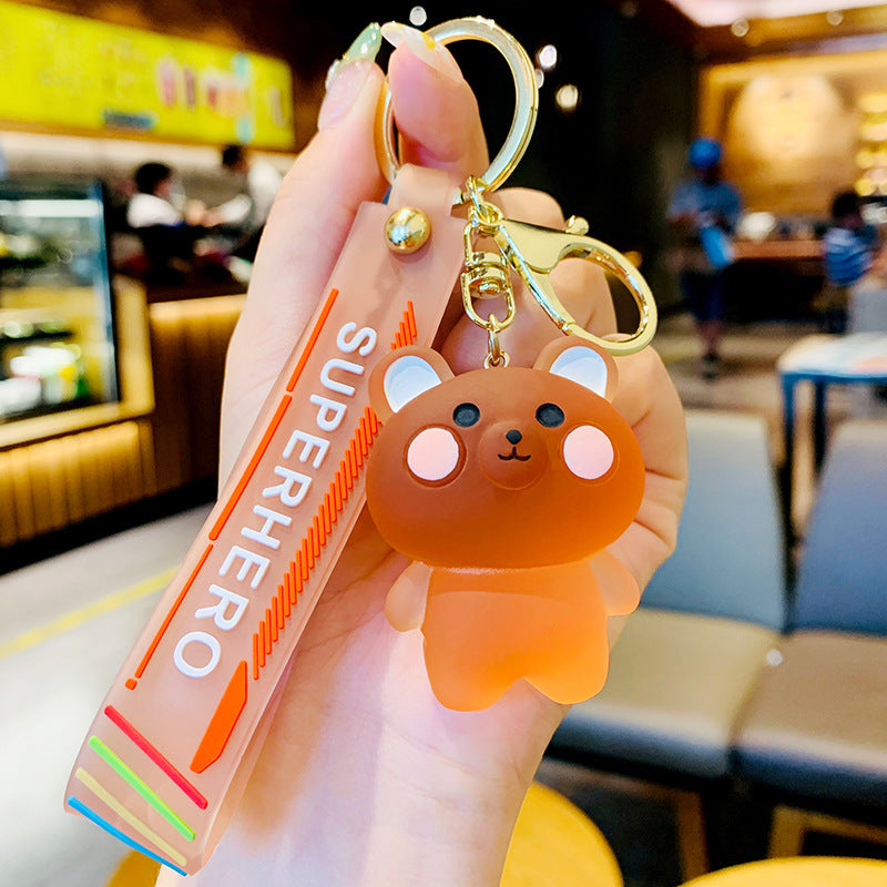 Crystal Series Blush Animal Keychain Trendy Resin Rabbit Couple Cartoon Keychain Gift Pendant