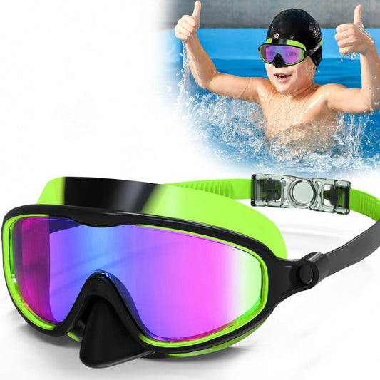Children's Swimming Goggles With Nose Mask To Prevent Choking, Large Frame, Wide Field Of View, Diving Mask, Anti-Fog Swimming Goggles