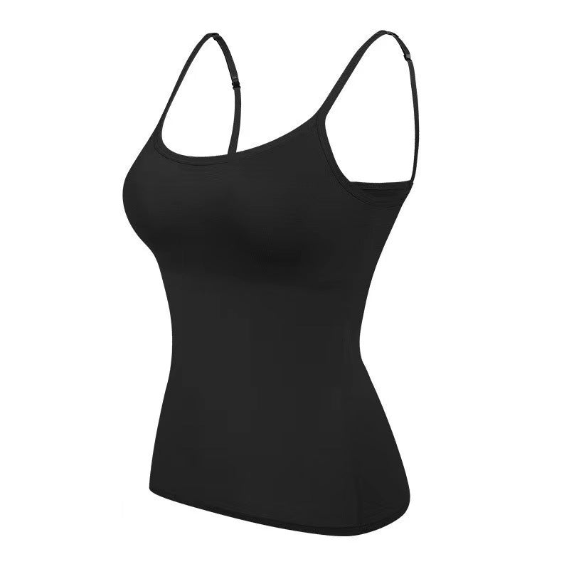 One-piece Fixed Cup Sling Women's Vest With Chest Pad Wear-free Bra Sexy Bottoming Outer Wearing Girl Vest
