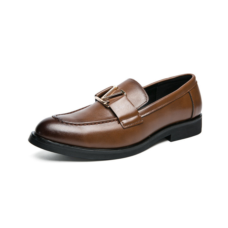 Plus Size Men's Business Casual Leather Shoes British Red Formal Wear Slip-on Loafers Korean Style Hair Stylist Men's Shoes