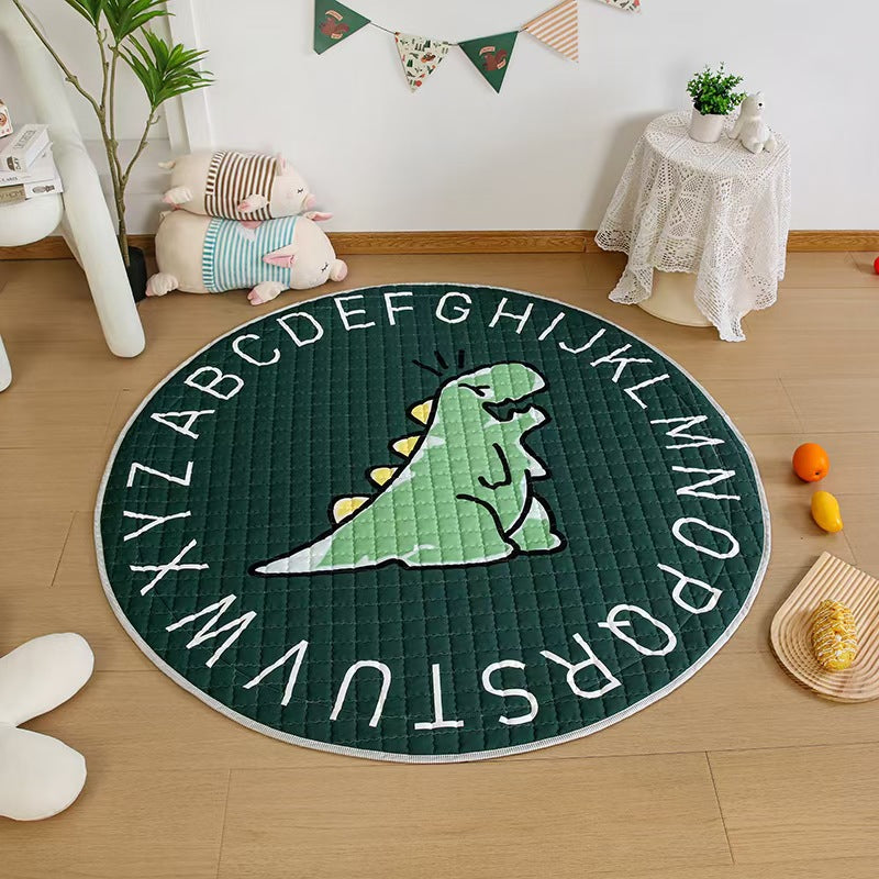 Cotton Children's Storage Crawling Mat Cartoon Round Infant Drawstring Climbing Mat Tent Mat