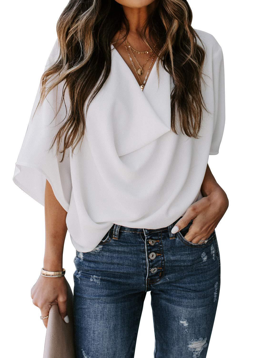 New Chiffon Shirt Loose V-neck Casual Top