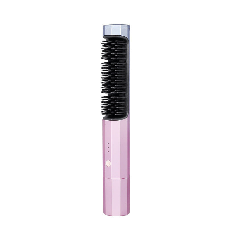 New USB Rechargeable Hair Straightening Comb Wireless Curling Iron Curling Straight Dual-purpose Electric Comb Lazy Ladies Hair Comb Cross-border