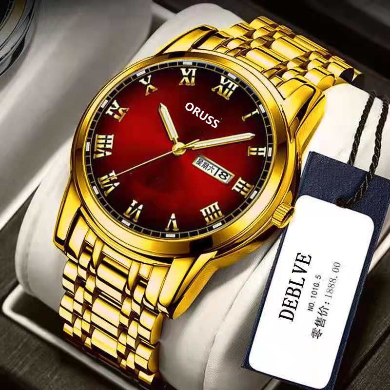 Automatic Men's Watch Elegant Fashionable Waterproof Business Style Quartz Movement Mineral Glass Round Dial Stainless Steel Band