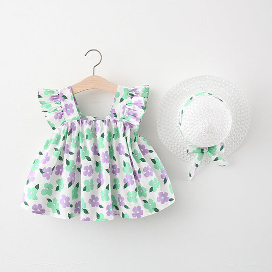 Printed cotton skirt girl Baby Flower lovely princess skirt