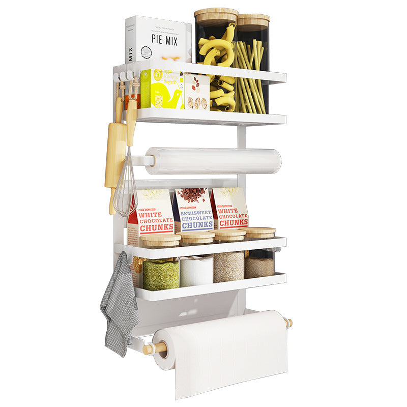 Refrigerator Side Shelf Multi-functional Plastic Wrap Oil-absorbing Paper Rack Refrigerator Side Storage