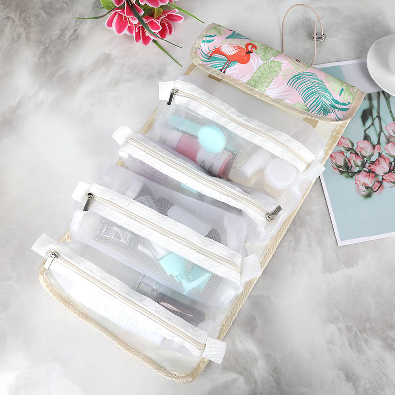 Cosmetic bag foldable and detachable hanging bag four-in-one wash bag