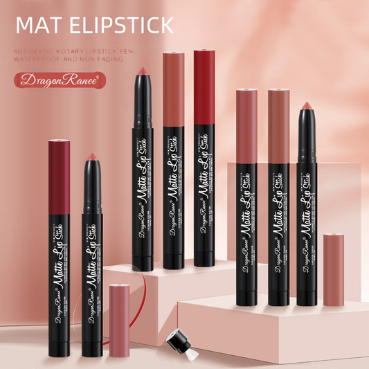 Lipstick Pen Matte Velvet Matte Face Women Lipstick Pen Bean Paste Rose With Pencil Sharpener Automatic Lip Liner