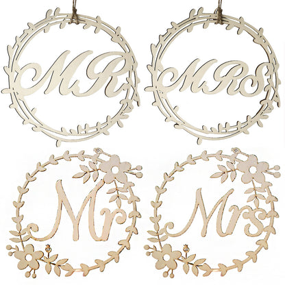 Ins Wedding Pendant Two-piece Wooden Pendant Wedding Decoration Wood Pendant Laser Listing Manufacturers Wholesale