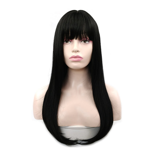 New Style Long Straight Hair Inner Buckle Full Headgear Wig Women