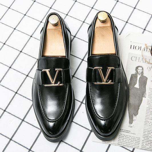 Plus Size Men&#039;s Business Casual Leather Shoes British Red Formal Wear Slip-on Loafers Korean Style Hair Stylist Men&#039;s Shoes