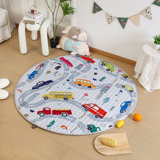 Cotton Children&#039;s Storage Crawling Mat Cartoon Round Infant Drawstring Climbing Mat Tent Mat