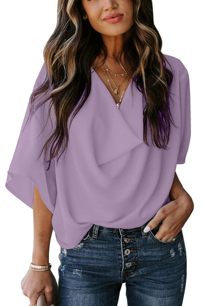 New Chiffon Shirt Loose V-neck Casual Top