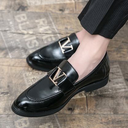 Plus Size Men&#039;s Business Casual Leather Shoes British Red Formal Wear Slip-on Loafers Korean Style Hair Stylist Men&#039;s Shoes