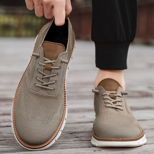 Cross-border Amazon Lightweight Lace-up Sports Casual Shoes Flying Knit Breathable Single Shoes Fashionable Versatile Trendy Shoes Large Size Men&#039;s Shoes