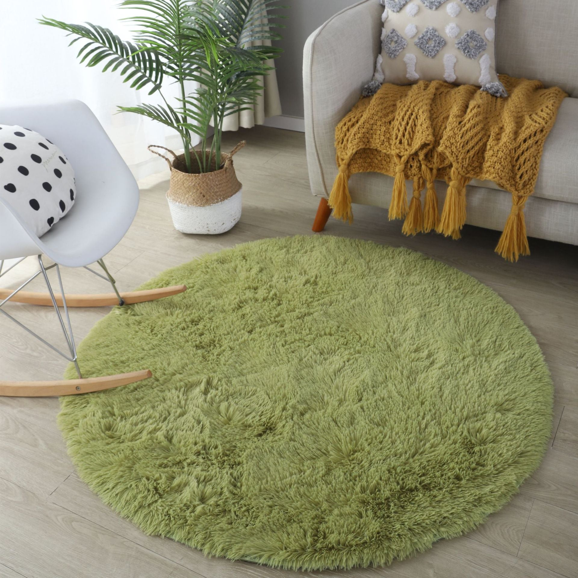 Modern Minimalist Ins Net Red Long-haired Carpet Computer Chair Mat Yoga Mat Washable Round Living Room Bedroom Bed Blanket