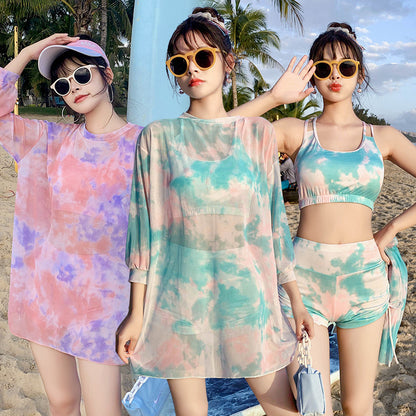 Swimsuit Women&#039;s Three-piece Set 2022 New Conservative Boxer Korean Ins Large Size Meat-covering Long-sleevedSwimwear